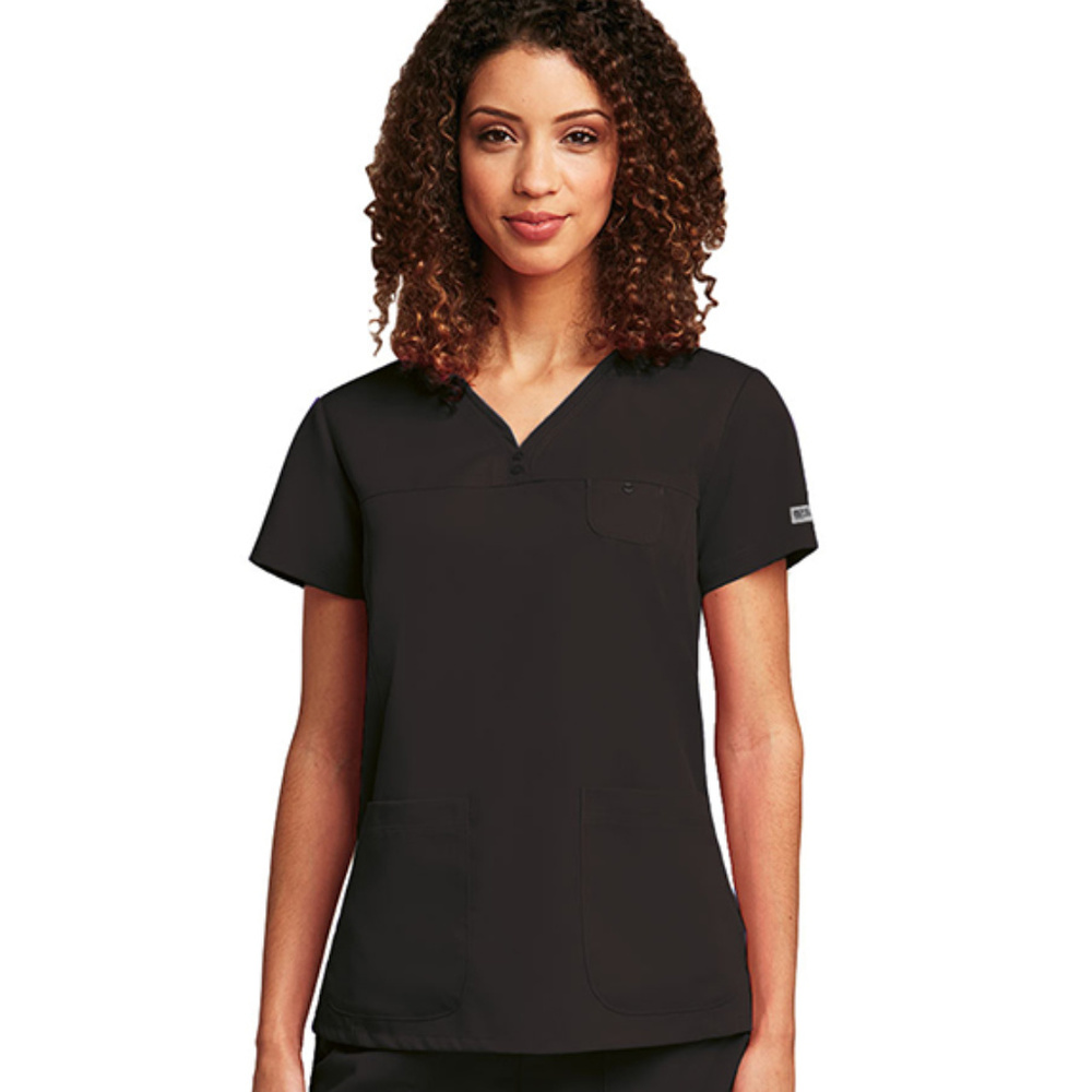 Grey's Anatomy Women's Black V-Neck Scrub Top - Picture 1 of 6